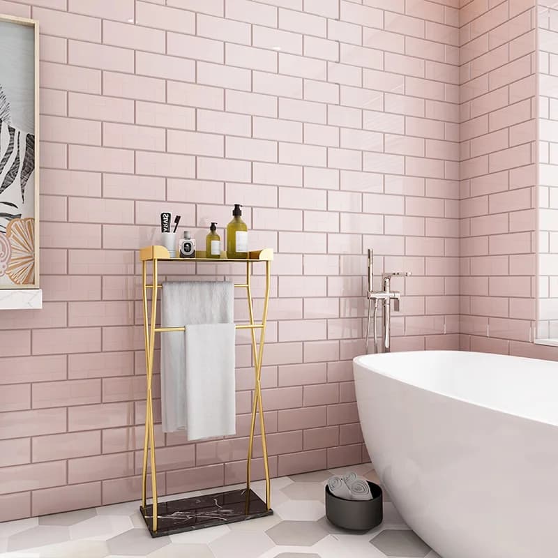 Nordic ins bathroom bath towel double bar towel hanging, no punching bathroom rack floor double layer towel