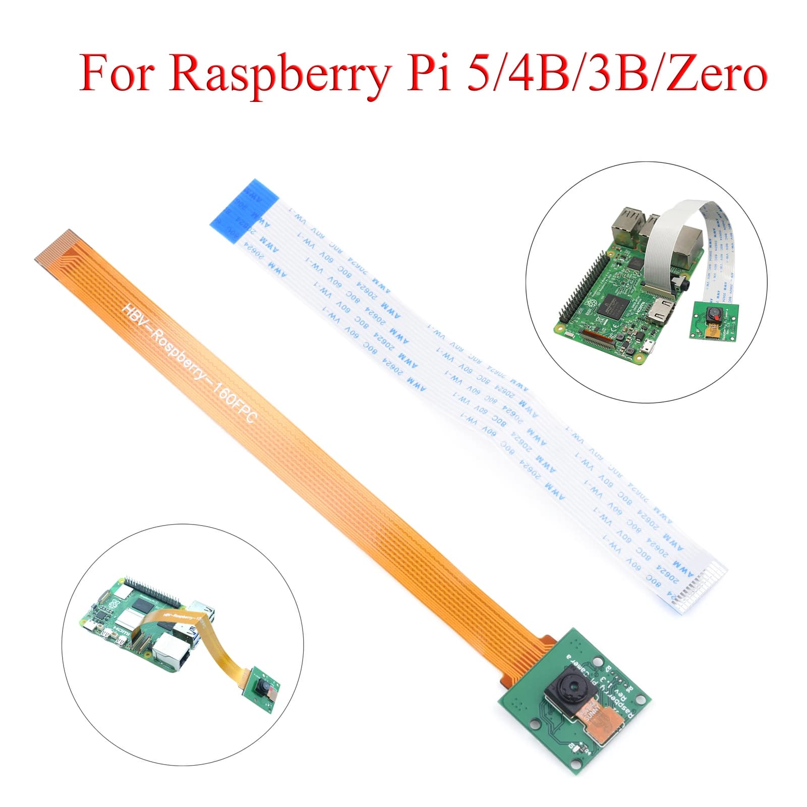 Modulo fotocamera Raspberry Pi Zero Webcam da 5 MP per Raspberry Pi Zero W 4B 3B + 2B con cavo adattatore dedicato sostituibile