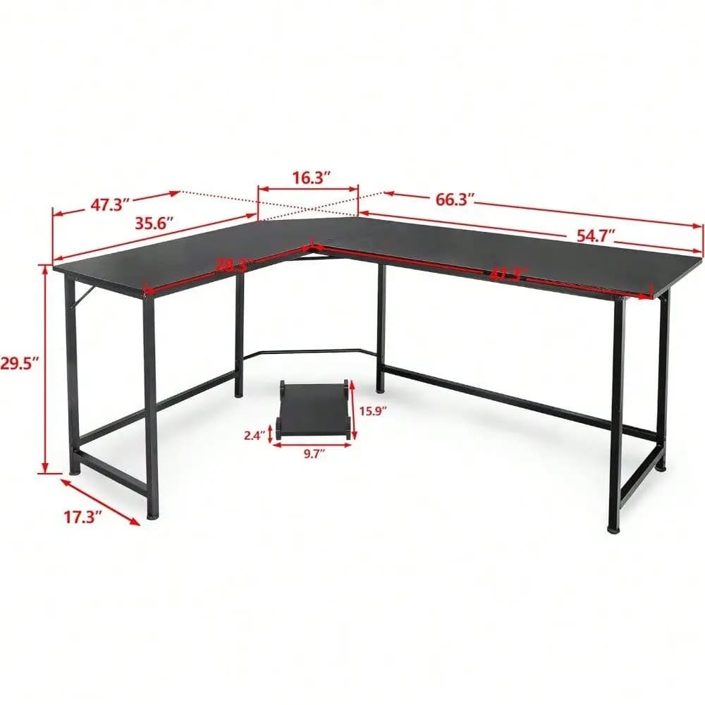 Scrivania angolare a forma di L per computer da gaming con supporto per CPU e poggiapiedi, tavolo da studio per PC portatile, postazione di lavoro per gaming, scrivania per casa o ufficio.