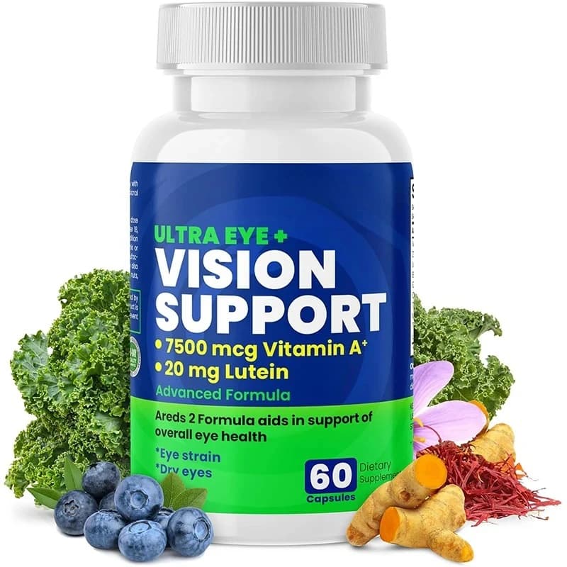 Support for eye vitamins | Integrator containing lutein, zinc, vitamin A and red blueberry | (1 bottle, 60 capsules)
