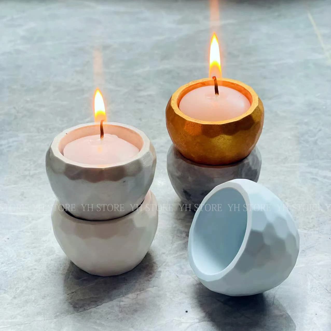 Mini Candle Holder Mold DIY Plaster Tealight Holder Mini Plants Pot Casting Tools Epoxy Resin Small Storage Bowl Silicone Mold
