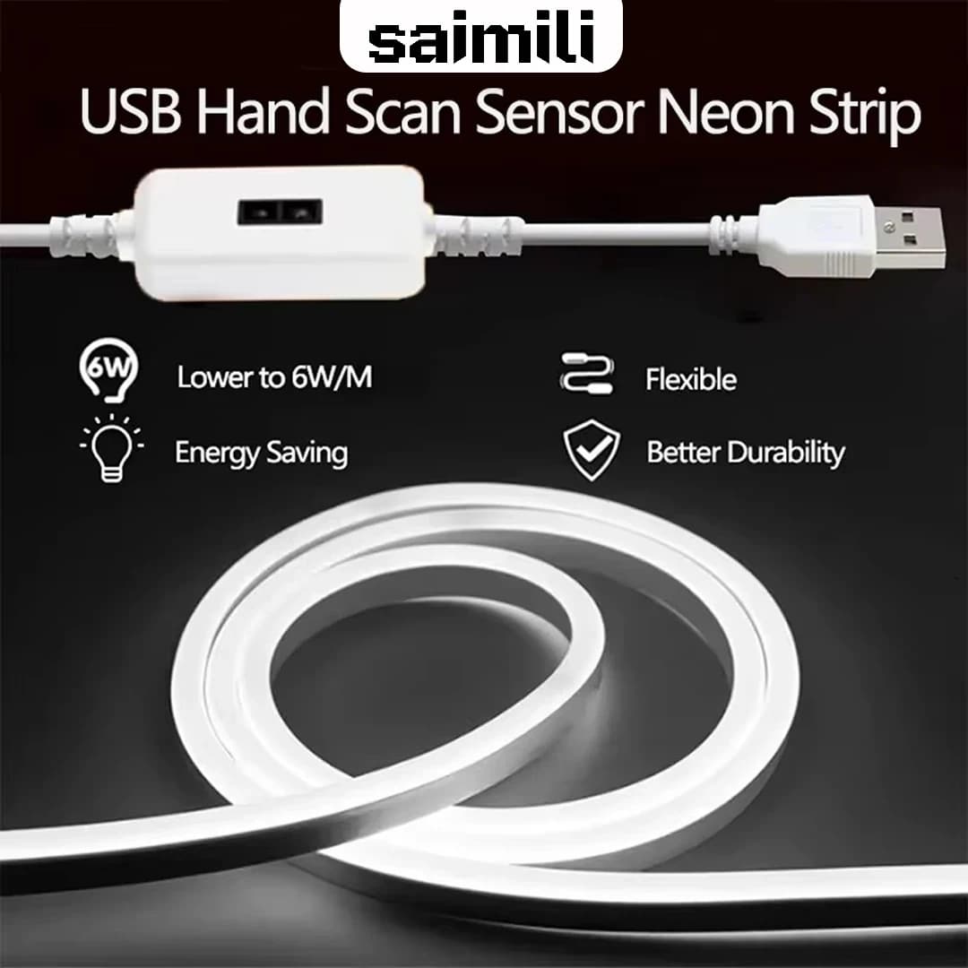 USB Neon Strip Light 1M-5M LED Gesto Sensor Dimmer Switch Neon Lamp Waterproof Flexible Home Lighting Tape Decor