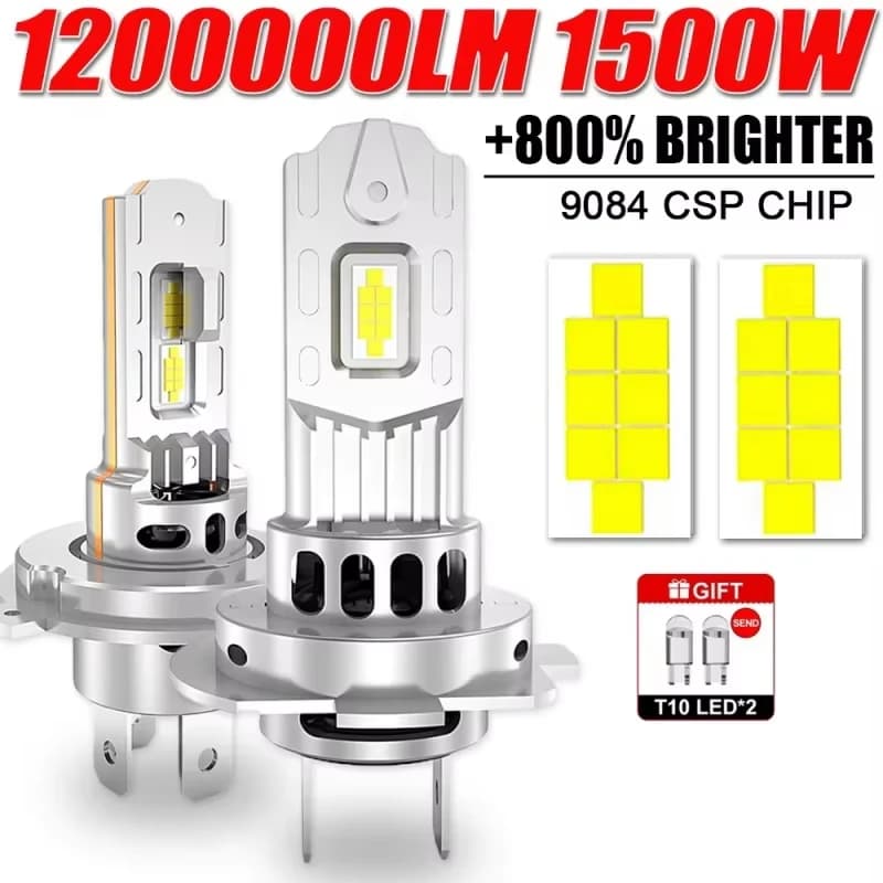 H7/H4 Faro Bi Lampadine LED per Auto CANBUS 6500K 1500W Luci Auto Ad Alta Potenza Mini Wireless Turbo Ventilatore Automobile LED Faro
