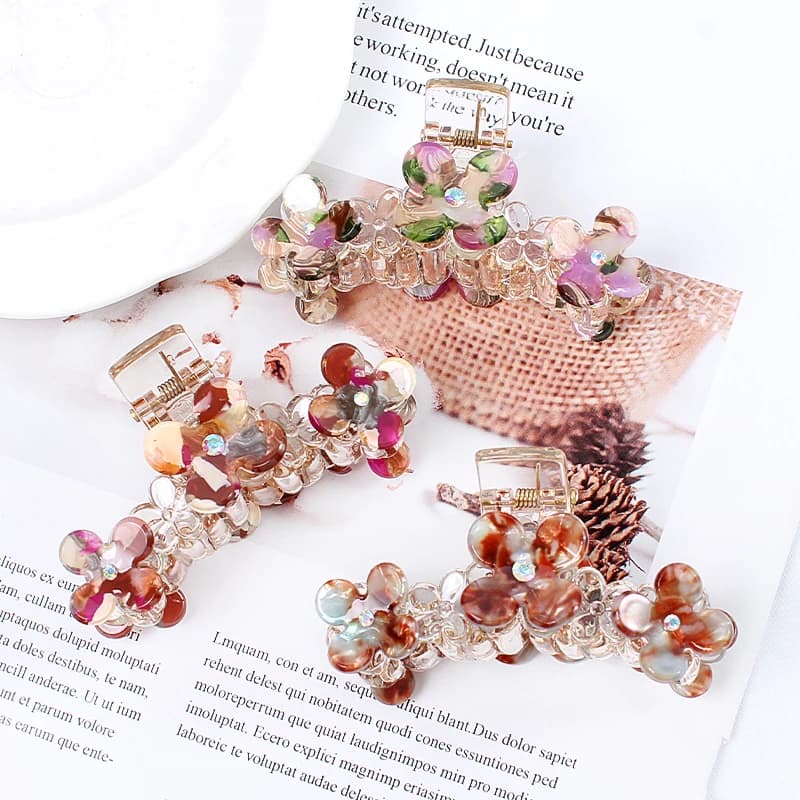 Fermagli per capelli da donna di lusso in acetato a forma di fiore coda di cavallo ragazze mollette forcina accessori per capelli moda coreana