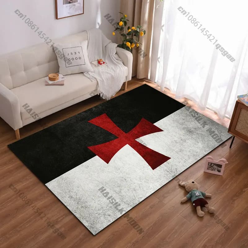 Tappeto con simbolo del crocifisso templare medievale, tappeto per yoga, decorazione per soggiorno, tappetino per gattonare per bambini, tappetino per zerbino, tappeto per giochi