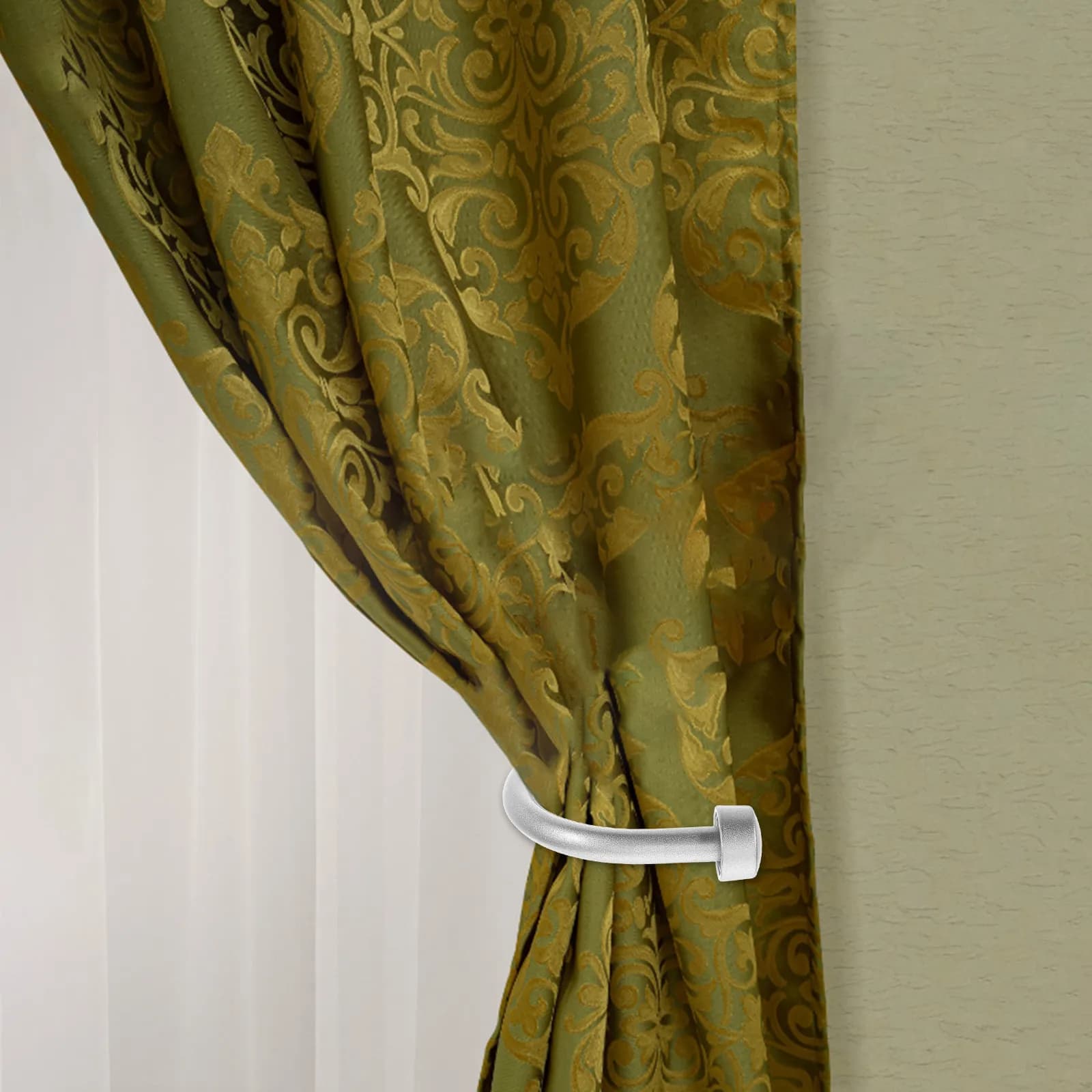 2Pcs U Shaped Iron Curtain Tieback Hooks Wall Mounted Modern Minimalist Holdbacks for Curtains Drapes Home Window Decor Hardware