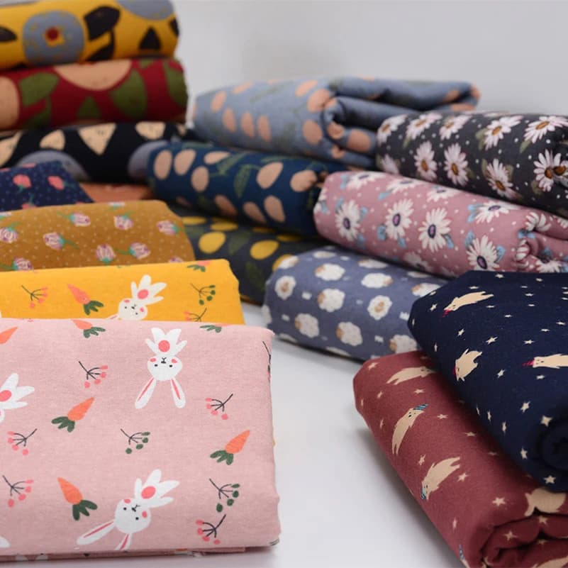 Cotton Brushed Fabric Floral Animal Cartoon Flowers for Sewing DIY Handmade by Half Meter