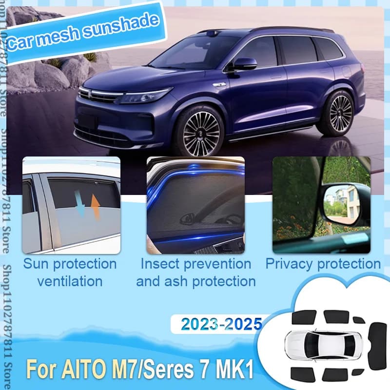 Tendine Parasole a Rete per Auto AITO M7 2023 2024 2025 Seres 7 MK1, Protezione Solare e Privacy, Anti-Zanzare, Accessori Auto