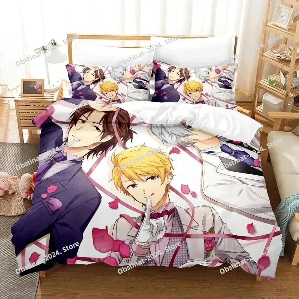 Anime Idolmaster SideM Set biancheria da letto Copripiumino Set letto Copripiumino Federa Trapunte King Queen Size Ragazzi Set biancheria da letto per adulti