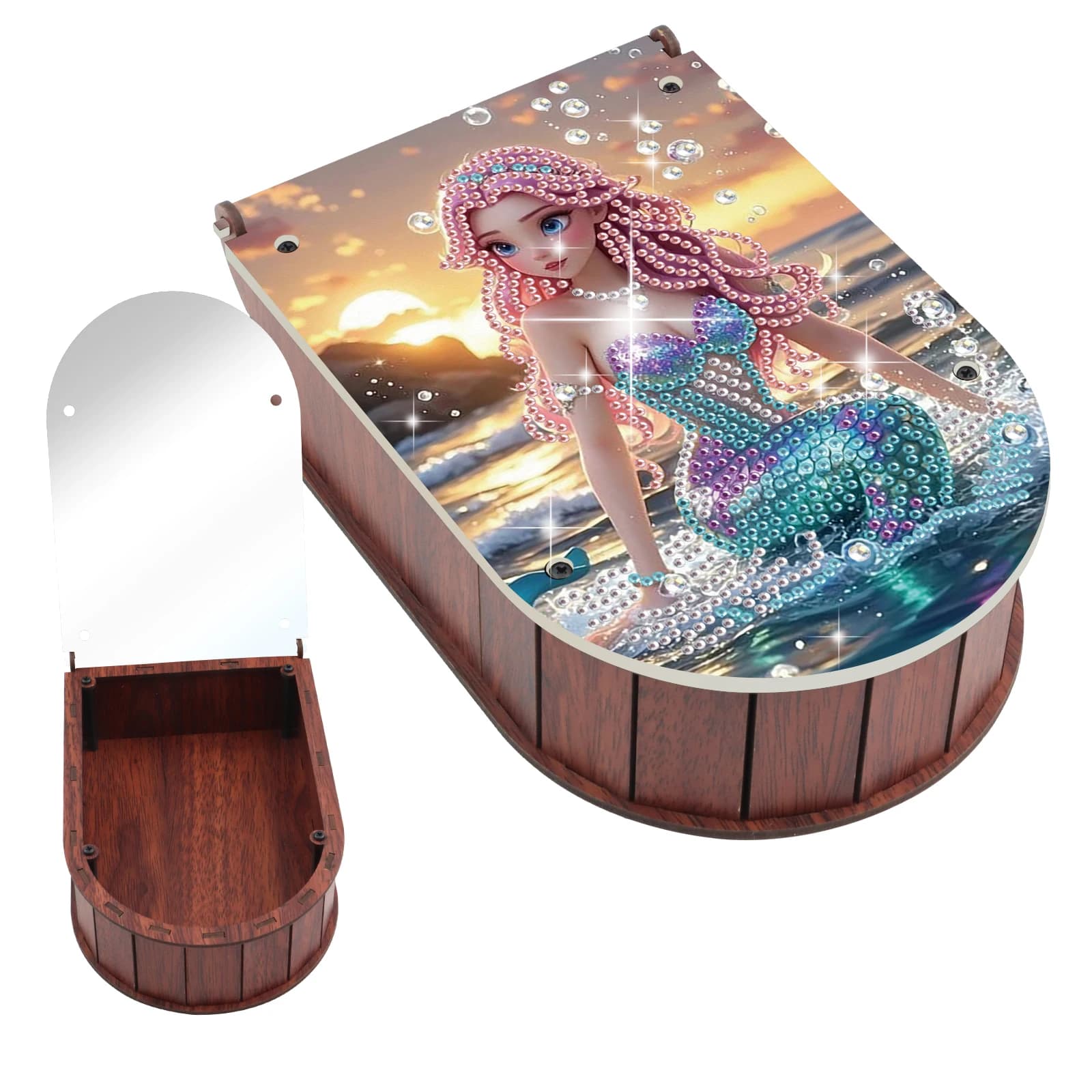 Curved storage boxes kit for diamond painting, cute mermaid, diamond art, special shape, diamond ornaments, storage box, home decorations