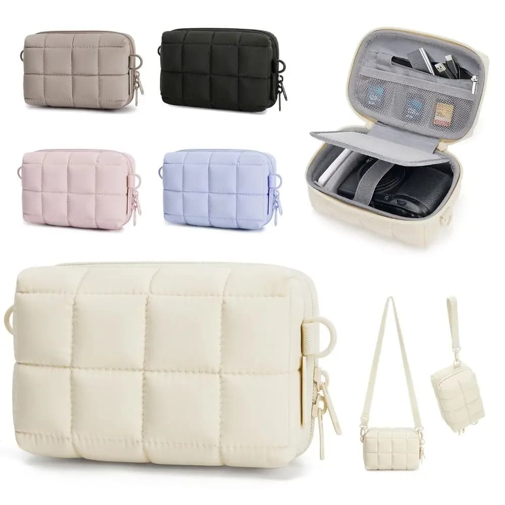 Durable 2 Carrying Ways Digital Camera Case Lightweight Thickened Storage Bag Puffy Shockproof Crossbody Outdoor Photography