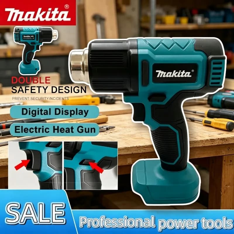 Pistola Termica Industriale Makita, Pistola ad Aria Calda Portatile Senza Fili, Temperatura Regolabile, Elettrica, Compatibile con Batteria Makita 18V