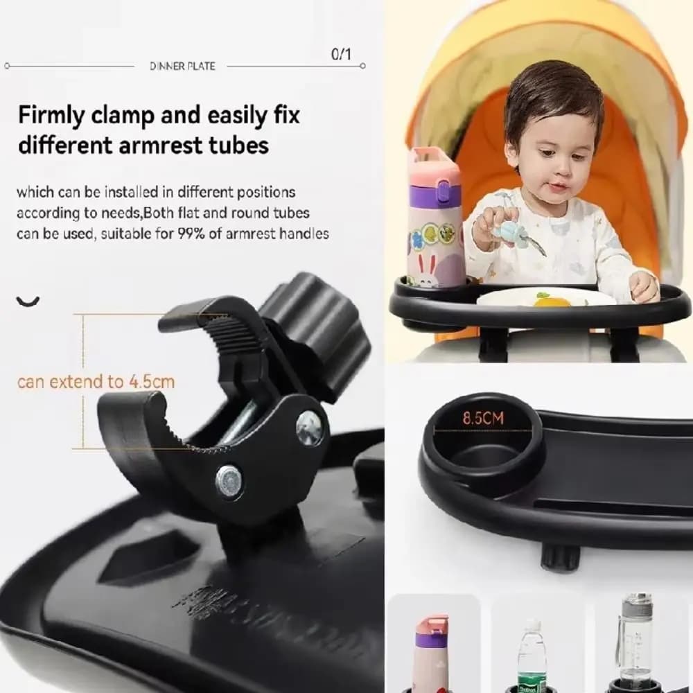 Portabevande Antiscivolo per Passeggino, Pratico Tavolino Porta Snack, Comodo Vassoio Universale Rimovibile per Passeggino