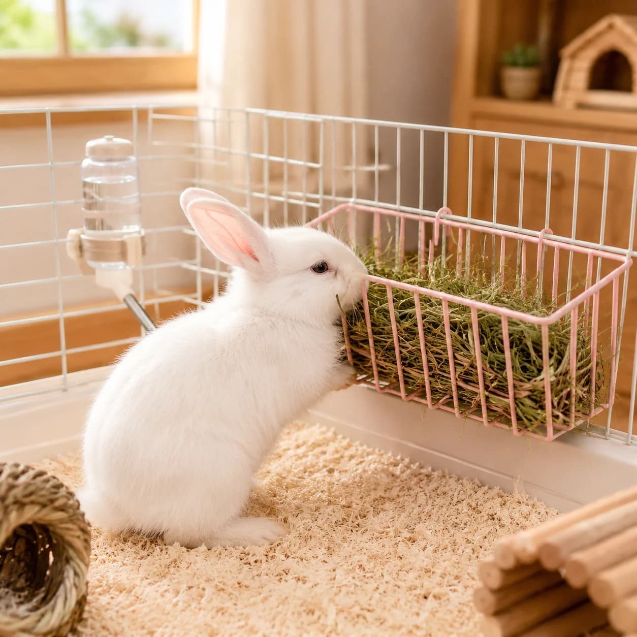 Rabbit Food Basket Grass Rack Rabbit Grass Frame Hay Feeder Rabbit Spring Grass Frame Grass Hay Bowl Rack Pet Food Container