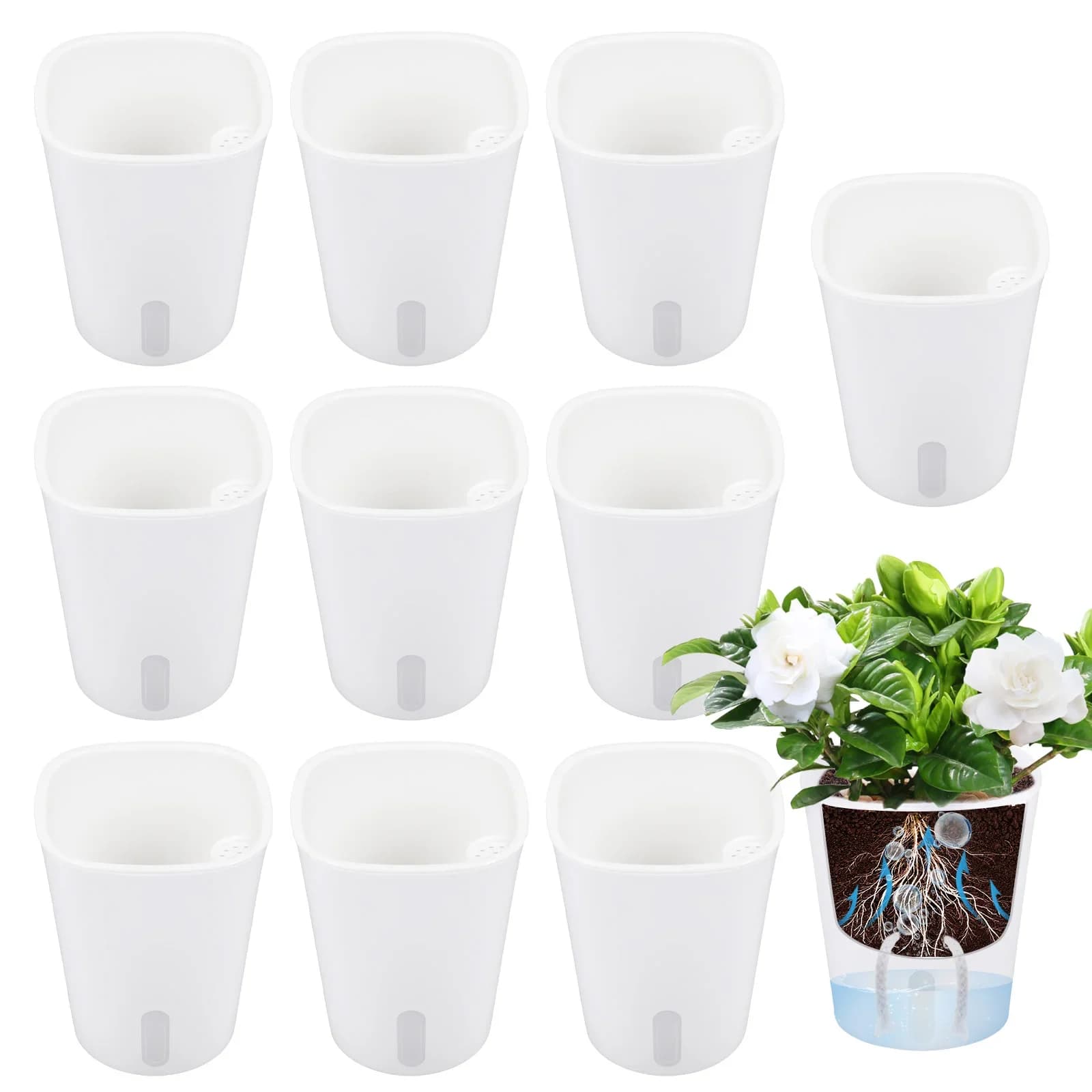 Set di 10 Vasi Autoirriganti, Fioriere Idroponiche Traslucide in Plastica, Vasi Autoassorbenti per Decorazione da Scrivania