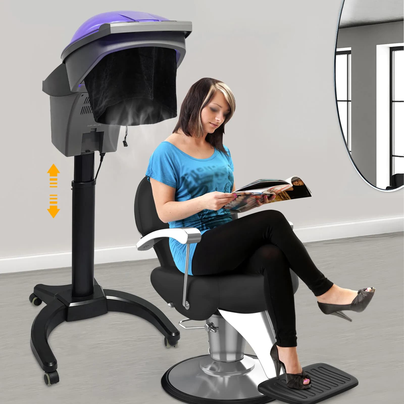 Vaporizzatore Professionale a Ozono Ultrasonico per Capelli con Micro Nebbia per Salone di Bellezza, Macchina Multifunzionale Regolabile da 700W per Tintura Capelli