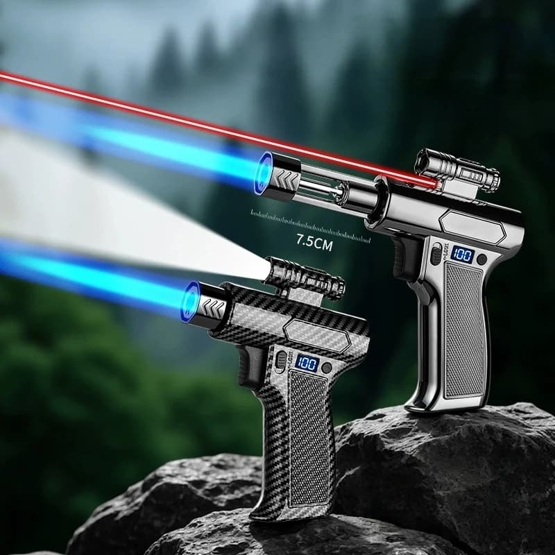 New High-temperature and High Firepower Laser Lighting Welding Gun Lighter Metal Windproof Inflatable Cigar Camping Lighter