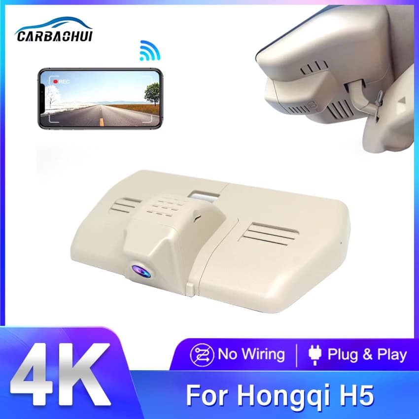 4K Auto DVR Plug and Play Dash Cam Video Night Vision For Hongqi Hong Qi H5 2018 2020 2021 2022 Wifi DashCam
