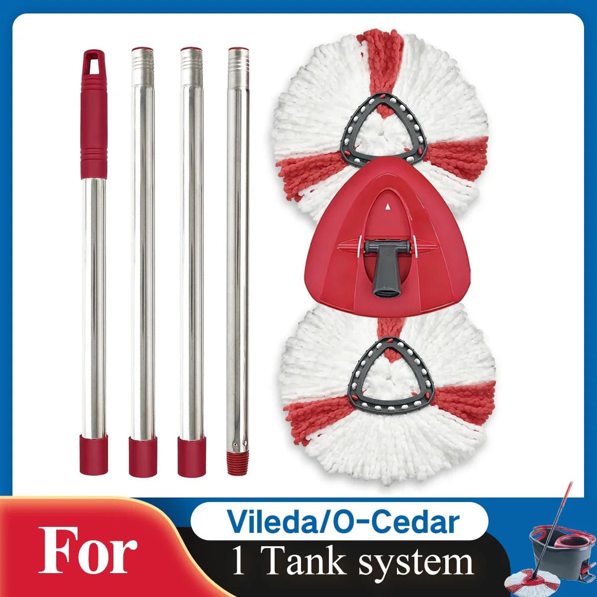 Testine di Ricambio per Mop, Manico e Base per Sistema Mop Vileda/O-Cedar EasyWring a 1 Serbatoio