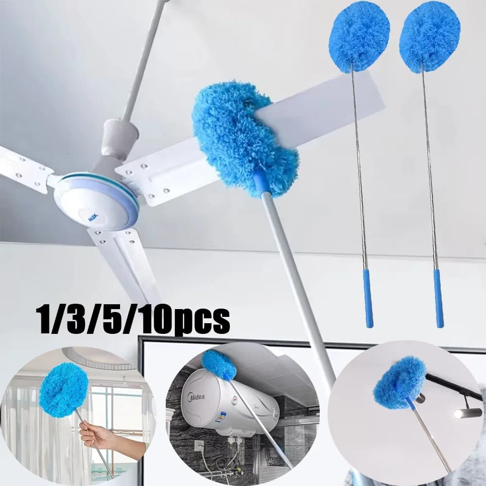 1/3/5/10 Pezzi Spolverino in Microfibra per Ventilatore a Soffitto, Strumento Multifunzionale con Manico Lungo per Pulizia Senza Sforzo di Elettrodomestici