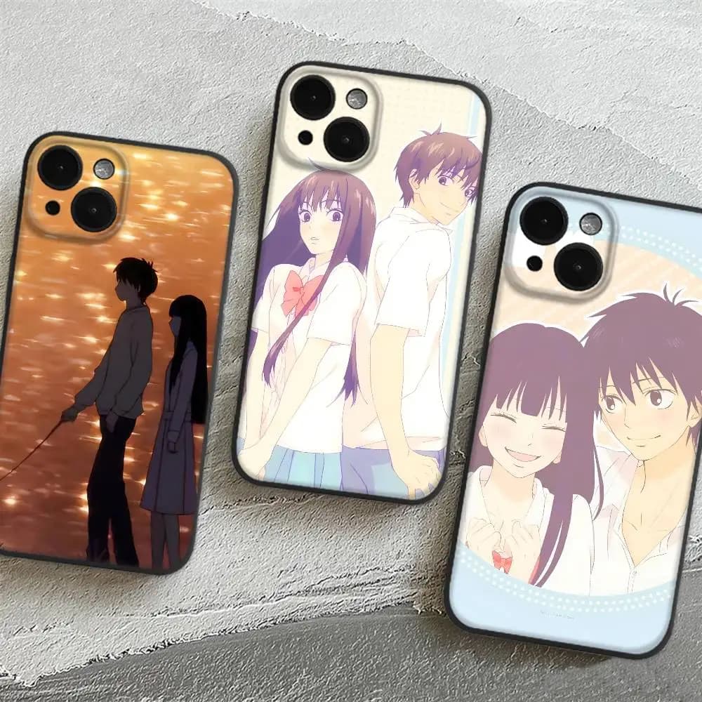 Custodia per telefono Anime Cartoon K-Kimi Ni T-Todoke per Apple iPhone 17 16 Pro Max 15 Pro Max 14 13 12 11 Mini, con retro effetto onda e finitura a olio, modello corto