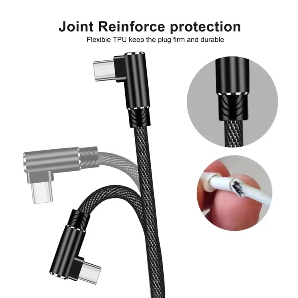 Cavo dati USB a Type-C da 40W 5A per ricarica rapida, cavo di ricarica a 90 gradi per iPhone, Xiaomi, Huawei, cavo dati USB per ricarica.
