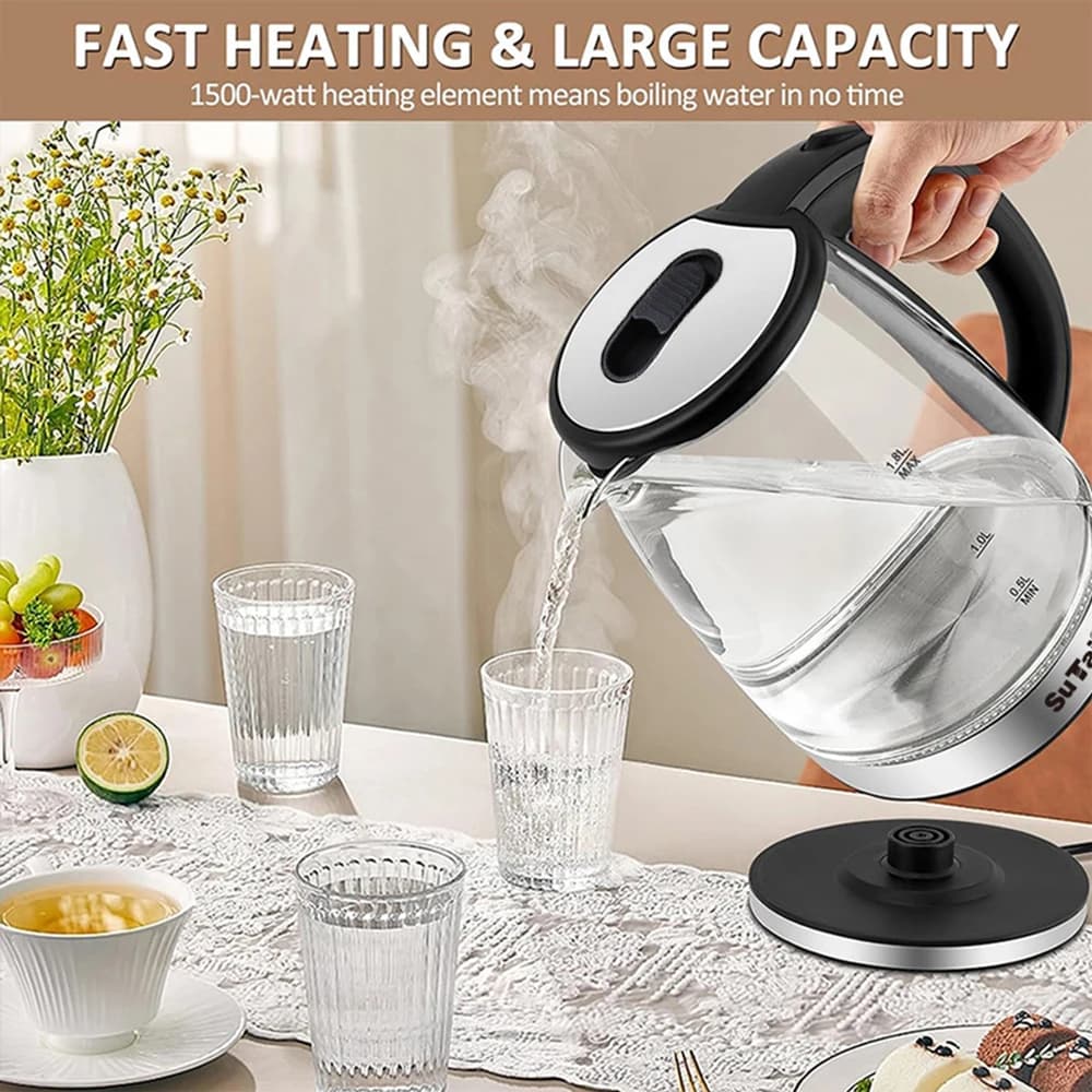 1 piece, electric kettle for hot water, inner lid and stainless steel filter, hot water kettle