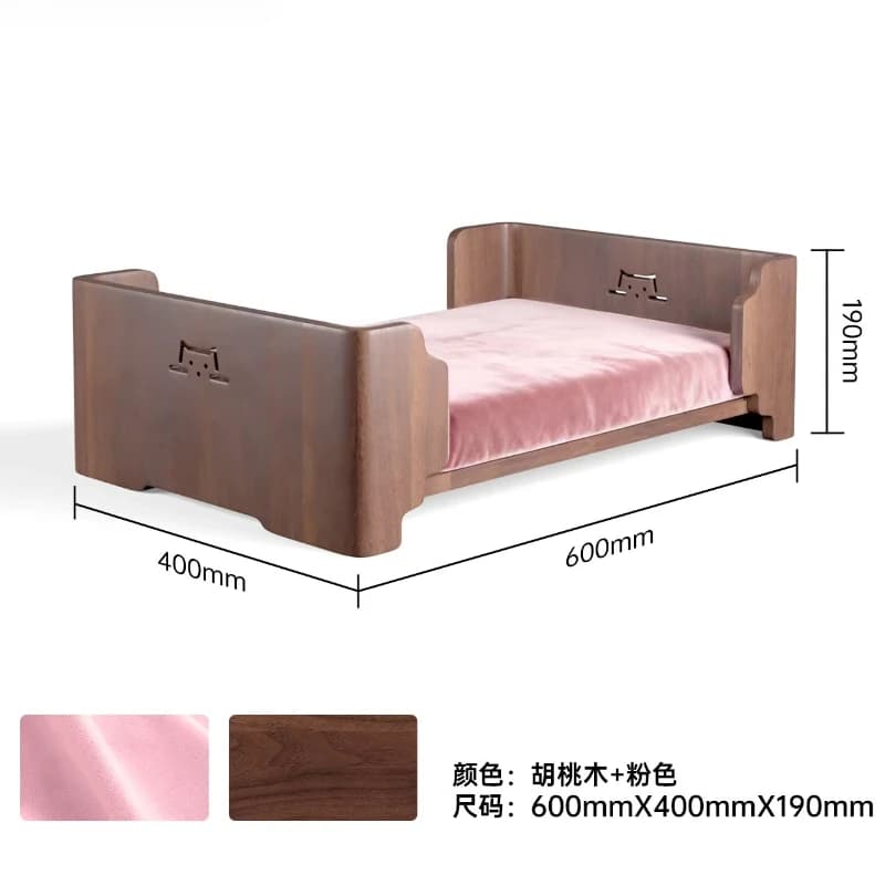 Divano per Animali Domestici in Legno Massello 60x40x19cm, Cuccia per Cani e Gatti con Funzione Rimovibile e Lavabile, per Animali di Piccola e Media Taglia, Tutte le Stagioni, Motivo Animale