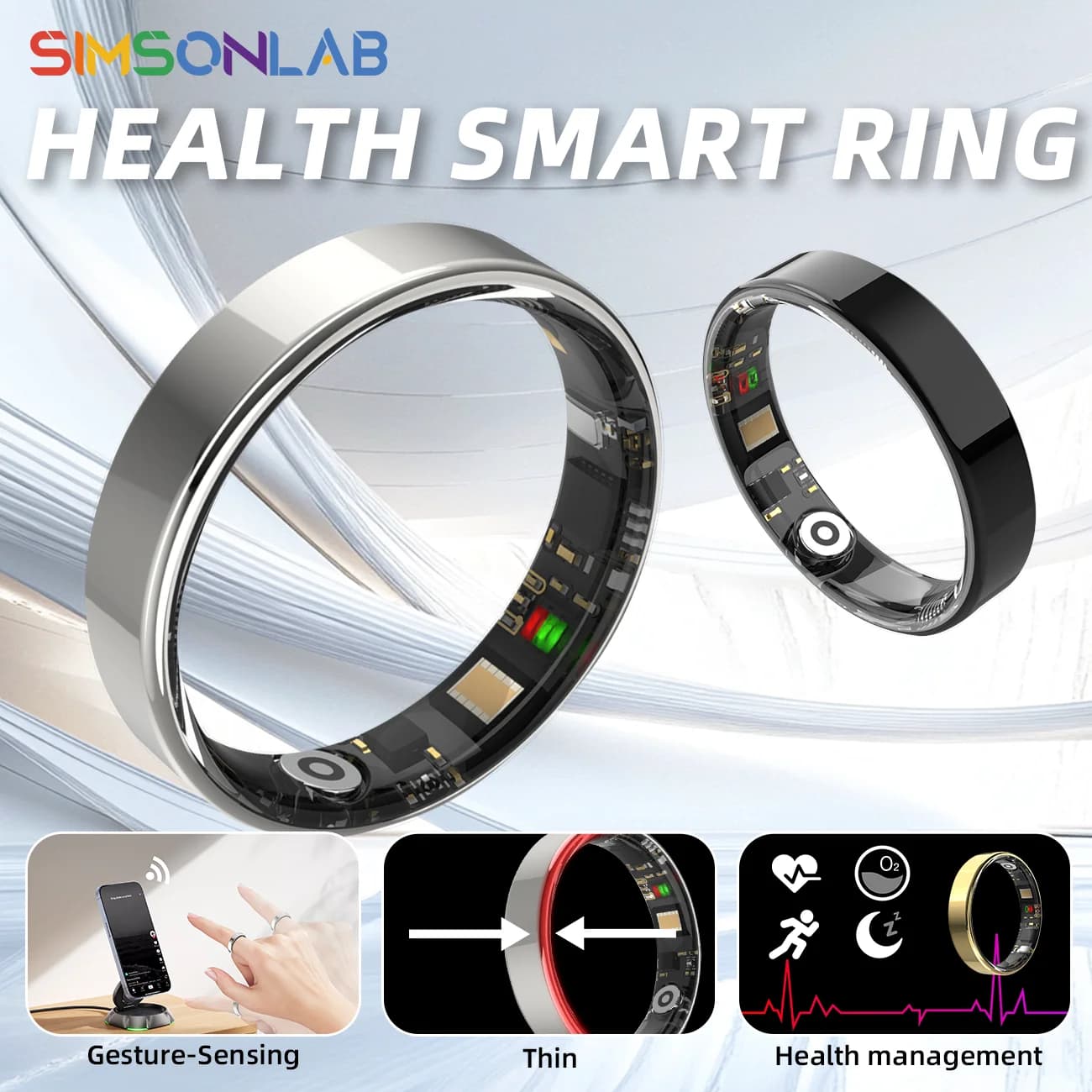 2025 Smart Ring Bluetooth Waterproof Lightweight Health Monitor Multiple Sports Mode Men Women Gifts for AndoridIOS