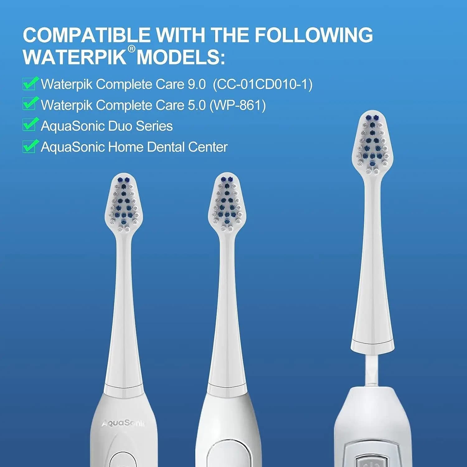 Brush heads compatible with spare heads for Waterpik electric toothbrush, for oral hygiene, with soft bristles, 10 pieces