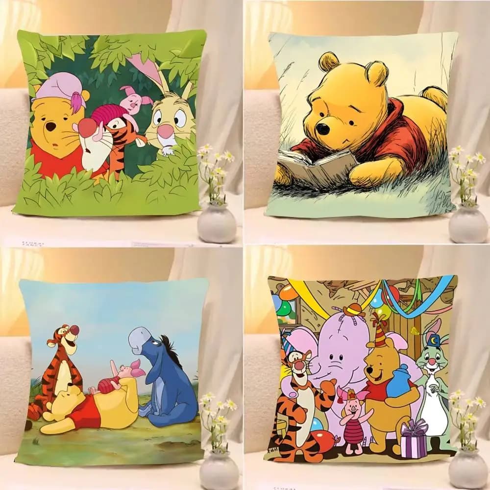 Simpatiche fodere per cuscini con motivo classico del cartone animato W-winnie The PoohS, adatte per divano, camera da letto, auto.