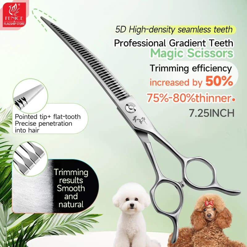 Fenice High-end Master Series 7 pollici 5D Gradiente Traceless Denti Forbici magiche Pet Dog Grooming Forbici curve Chunker 70-75%