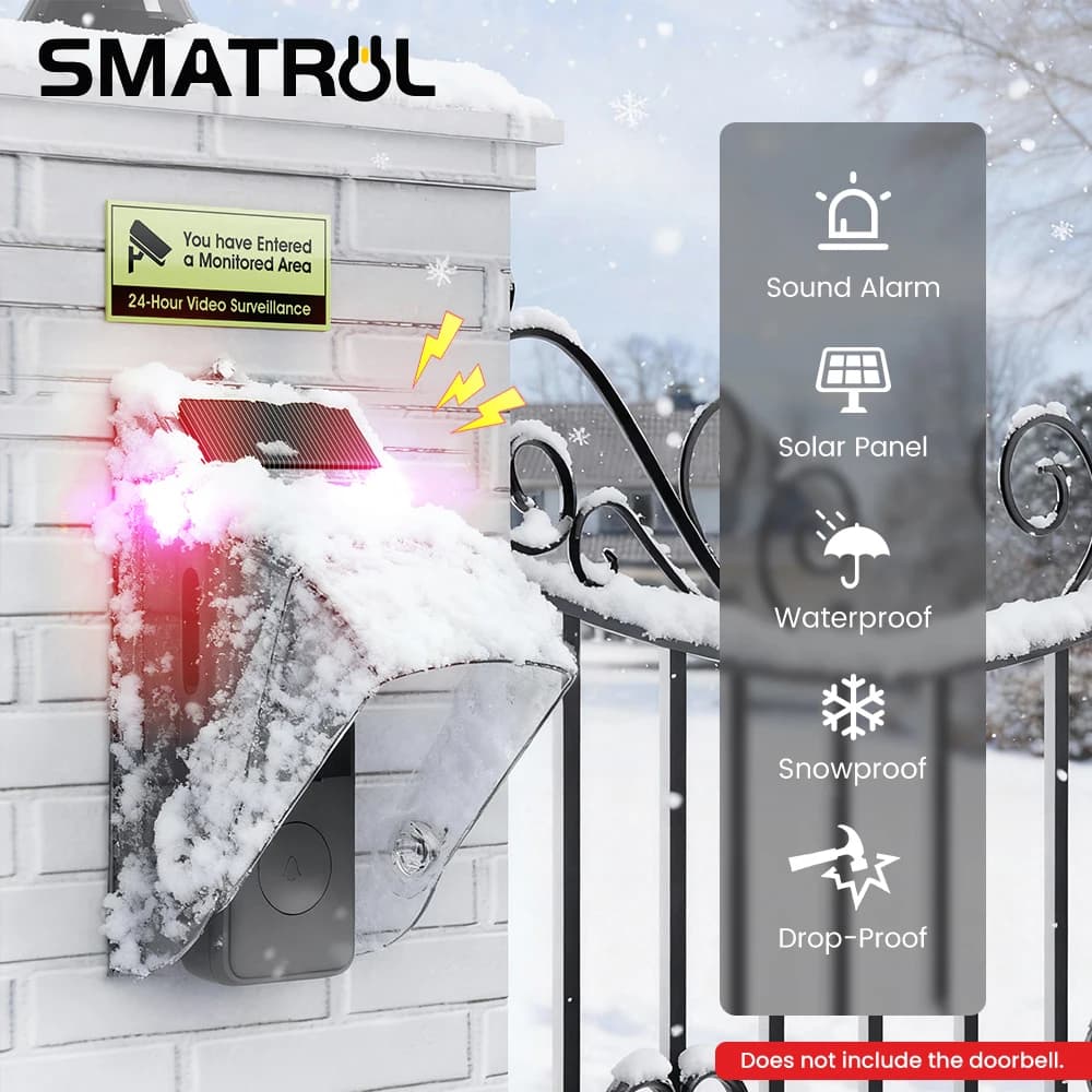 Campanello Video SMATRUL con Staffa Antifurto, Campanello Wireless Intelligente con Allarme Sonoro e Luminoso, Allarme Visivo e Acustico, Rotazione Esterna in PC