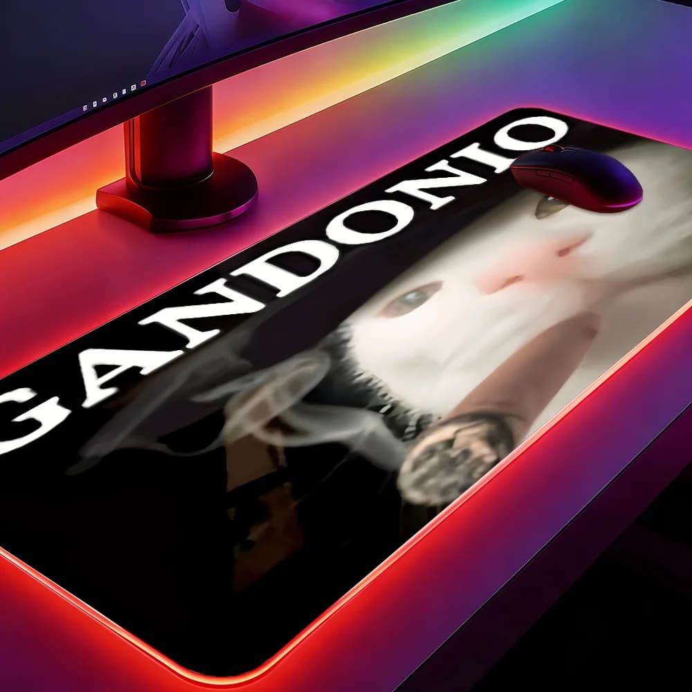 Grande tappetino per mouse divertente con emoticon M-Meme, tappetino per mouse da gioco, tappetini da tavolo a LED, tappetini da scrivania in gomma retroilluminati con micro USB, tappetini da scrivania RGB XXL