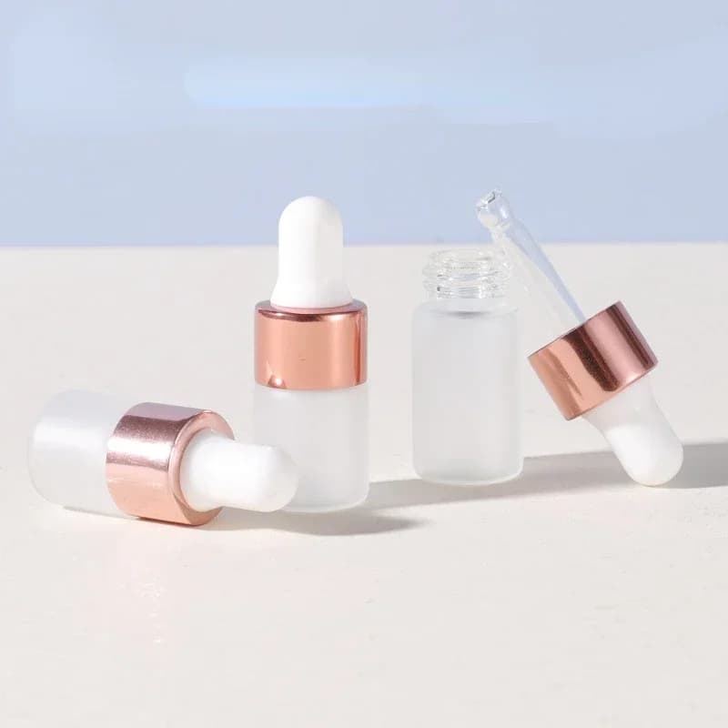 1ml 2ml 3ml Empty Portable Rose Gold Glass Frosted Dropper Bottle Cap Travel Essential Oil Perfume Bottles Vial Dropper Bottle