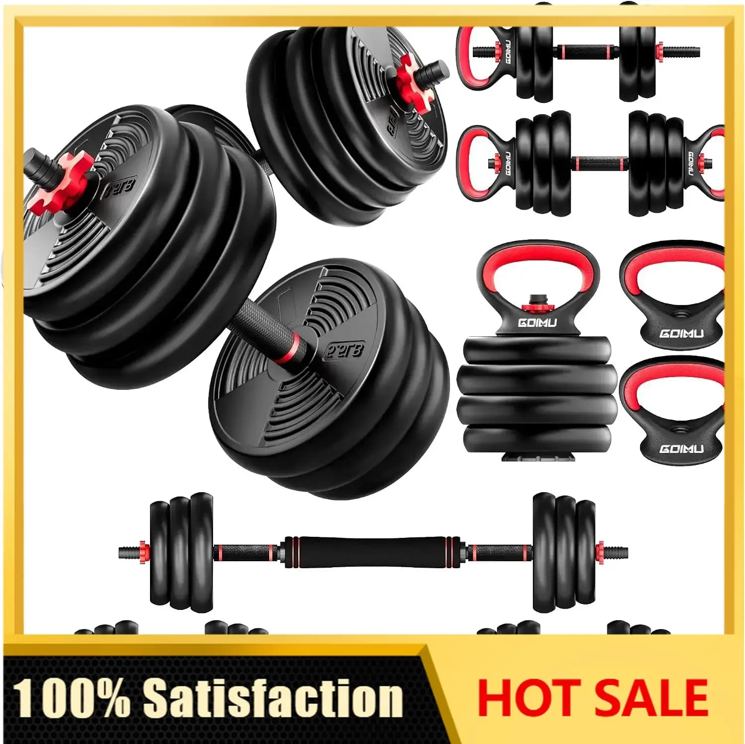 Adjustable Dumbbells, 32/54/76/94LBS Free Weight Set, 4 in 1 Dumbbell Set Used as Barbell, Kettlebell, Push Up Stand, Fitness