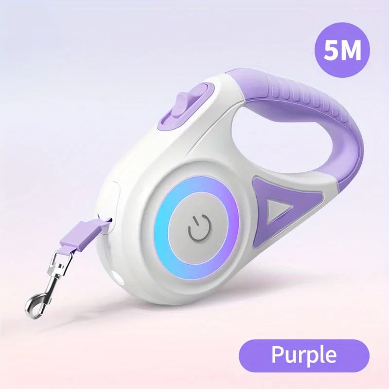 Guinzaglio retrattile per cani con torcia elettrica di sicurezza anteriore Led Light guinzaglio da allenamento senza grovigli a 360 °