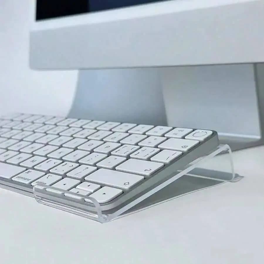 Supporto in acrilico da 1 pezzo - Supporto compatto da scrivania e mini PC, design salvaspazio, ideale per l'ufficio moderno | Supporto per Tastiera Elegante |