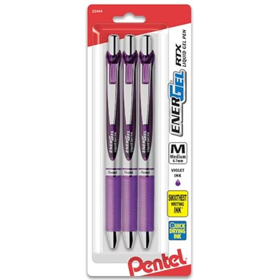 EnerGel XM BL77 - Retractable Liquid Gel Ink Pen - 0.7mm - 54% Recycled - Purple - Pack of 3