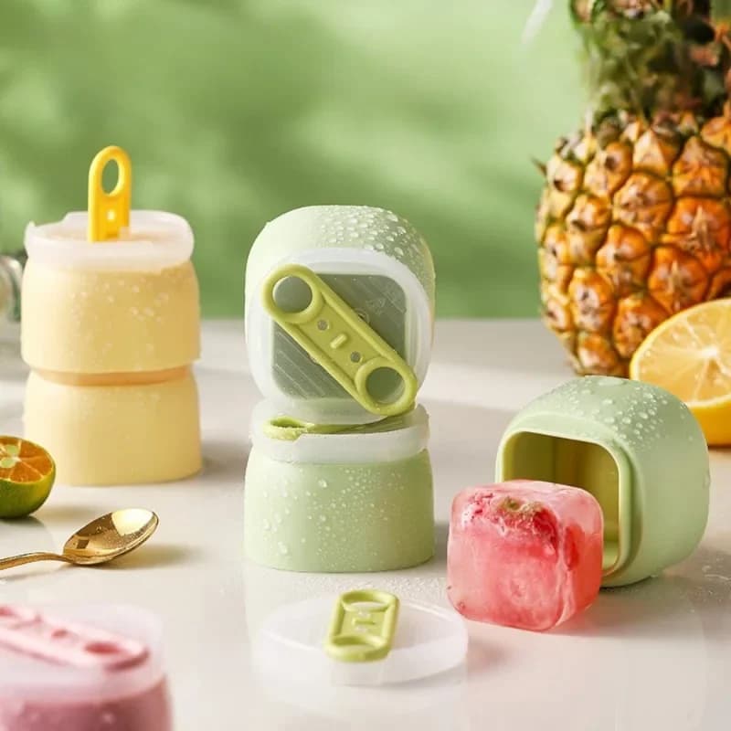 Stampo per Cubetti di Ghiaccio in Silicone per Frigorifero Domestico, Contenitore Ausiliario per Alimenti e Gelati Fatti in Casa