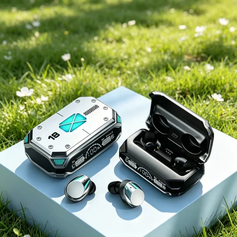 NUOVI Auricolari Bluetooth Wireless con Controllo Touch, Display LED, Audio Stereo per Tutti gli Smartphone