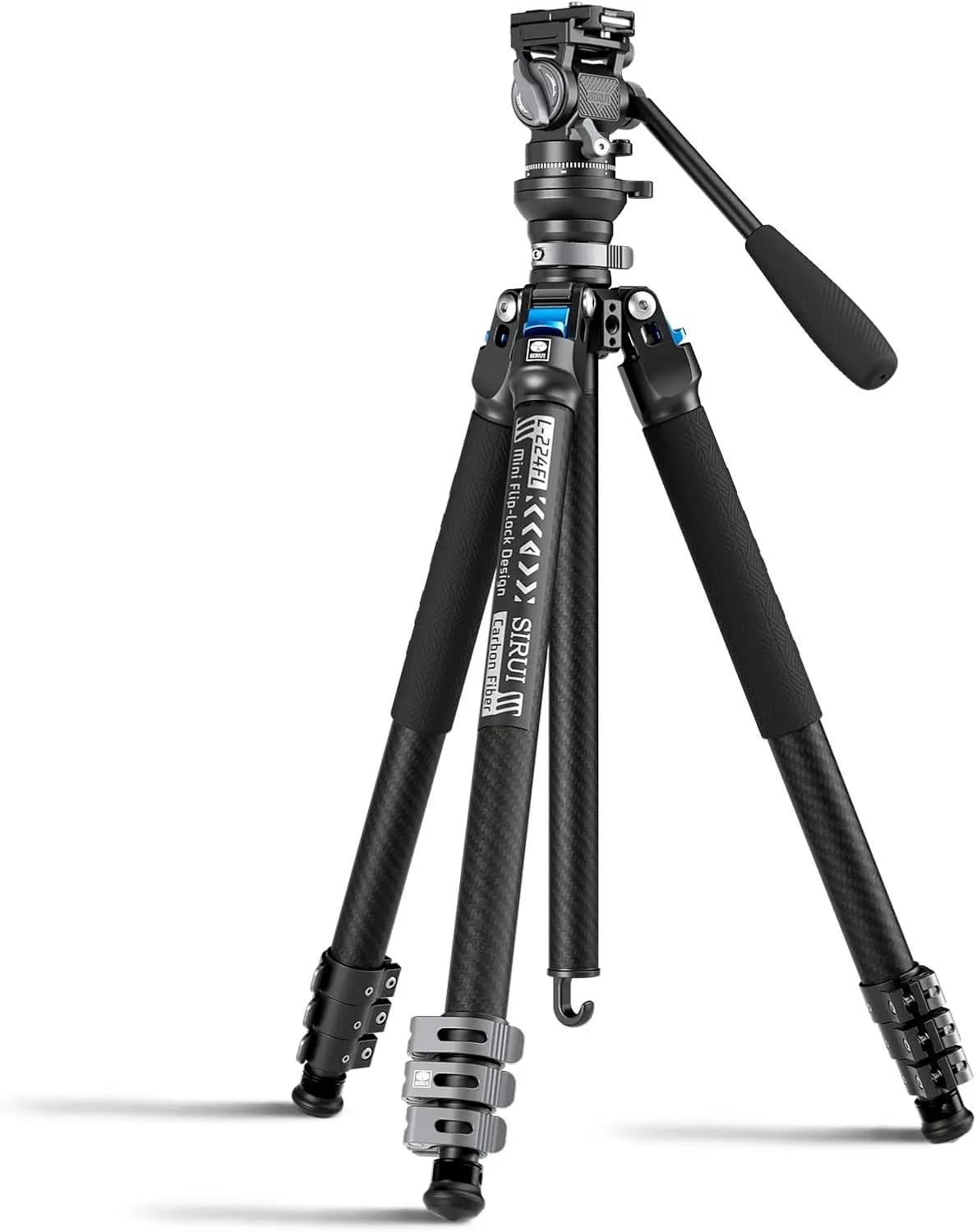 SIRUI L-224FL Carbon Fiber Travel Tripod with KV-5 Fluid Head Max Load 11lbs