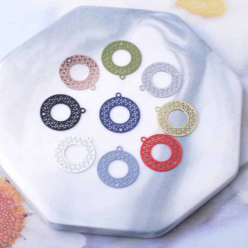 30 pz AC13661 Ottone Rotondo Connettore Gioielli Pendenti E Ciondoli Piccolo Ciondolo FAI DA TE Donne Orecchino Collana Accessori