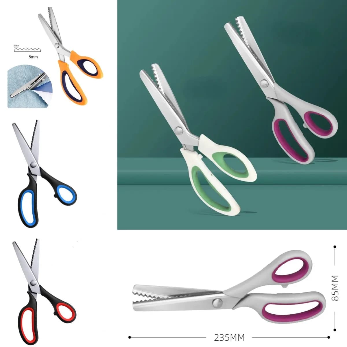 Scalpello professionale Cesoie per centratura Forbici per sartoria in acciaio inossidabile Forbici per tessuti a zigzag per cucire smerlate seghettate