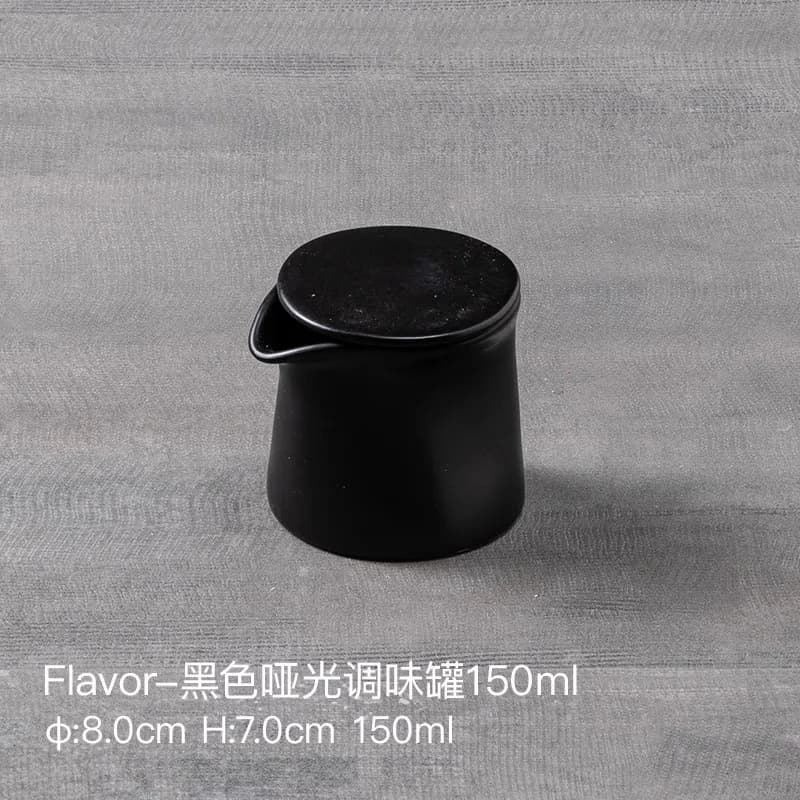 Barattolo di condimento nero opaco in ceramica con coperchio barattolo di conservazione cucina per barattoli di condimento per la casa con cucchiaio set di gadget da cucina strumenti