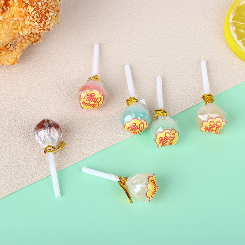 6 pz/1 pz 1:12 snack Candy Bear Lollipop casa delle bambole giocattolo casa delle bambole in miniatura resina cibo cucina soggiorno forniture regalo per bambini