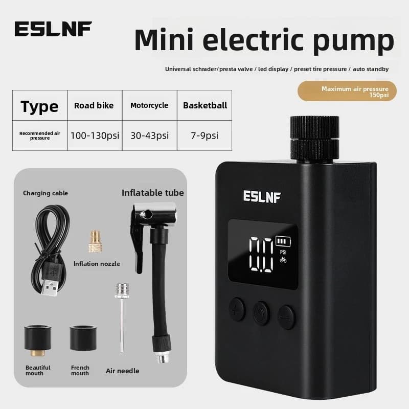ESLNF Gonfiatore Elettrico Intelligente ad Alta Pressione, Pompa per Pneumatici Digitale Portatile con LED