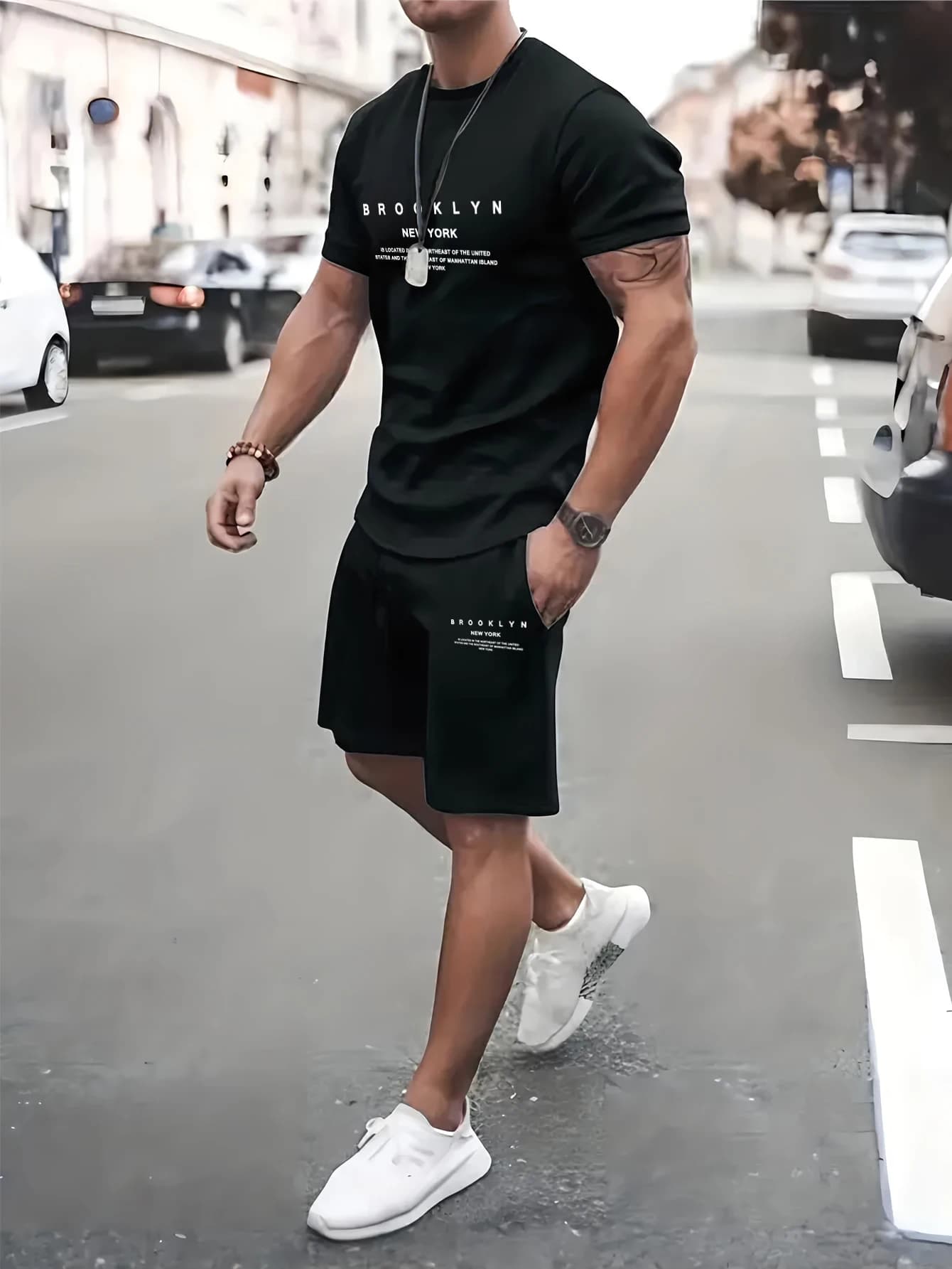 Pantaloncini a maniche corte tuta estiva t-shirt da uomo stampa di tendenza girocollo set da uomo con gangster bel vestito sportivo a due pezzi