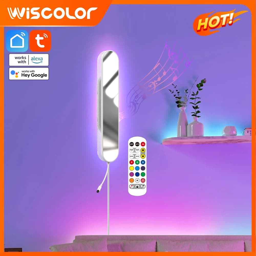 Lampada da Parete con Specchio per Trucco, Luci LED RGB, Controllo APP, Illuminazione Ambientale, Decorazione per la Stanza, Lanterna, Applique da Parete, Accessori per la Casa