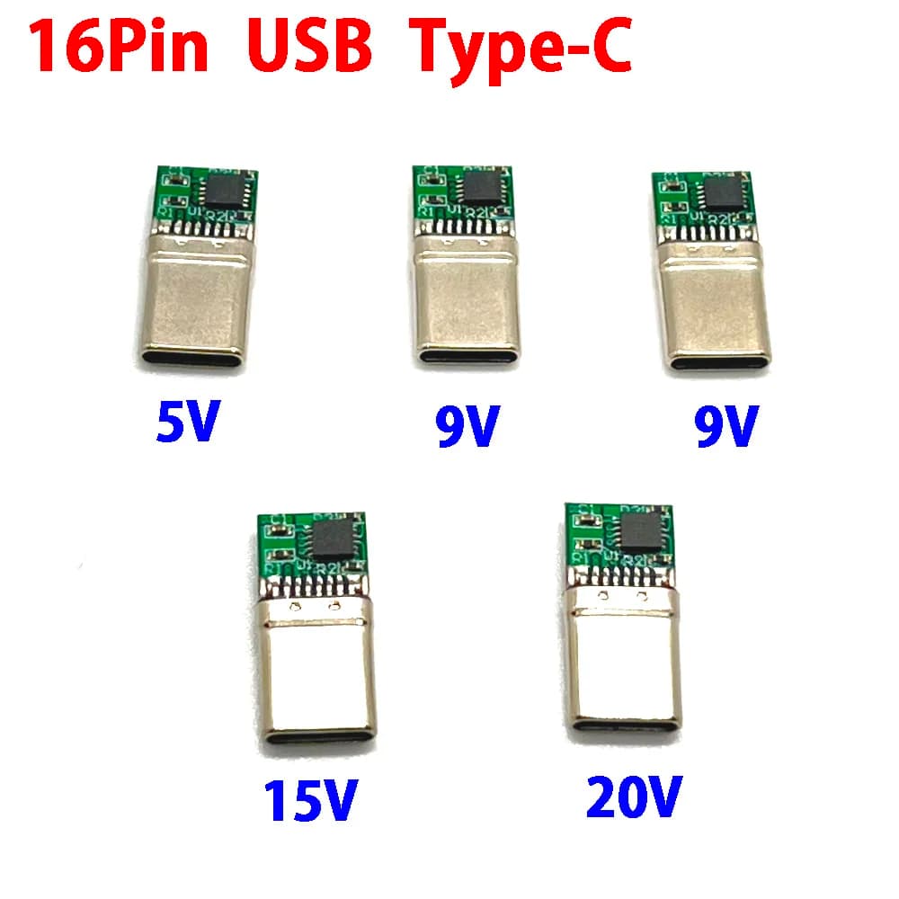 1PCS USB Type-C PD/QC Male Plug Exhaust Bag Fast Charging PCB 9V 12V 15V 20V module PD 2 3.0 DC trigger cable QC4 connector charge